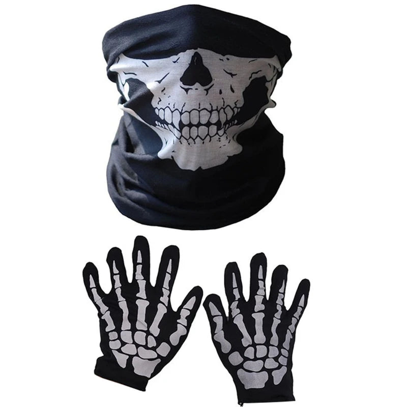 Halloween Skeleton Gloves Skull Face Mask
