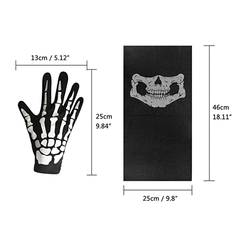 Halloween Skeleton Gloves Skull Face Mask