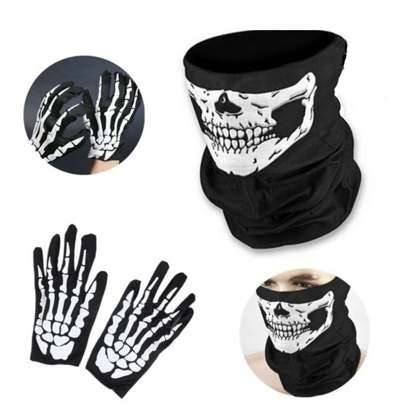 Halloween Skeleton Gloves Skull Face Mask