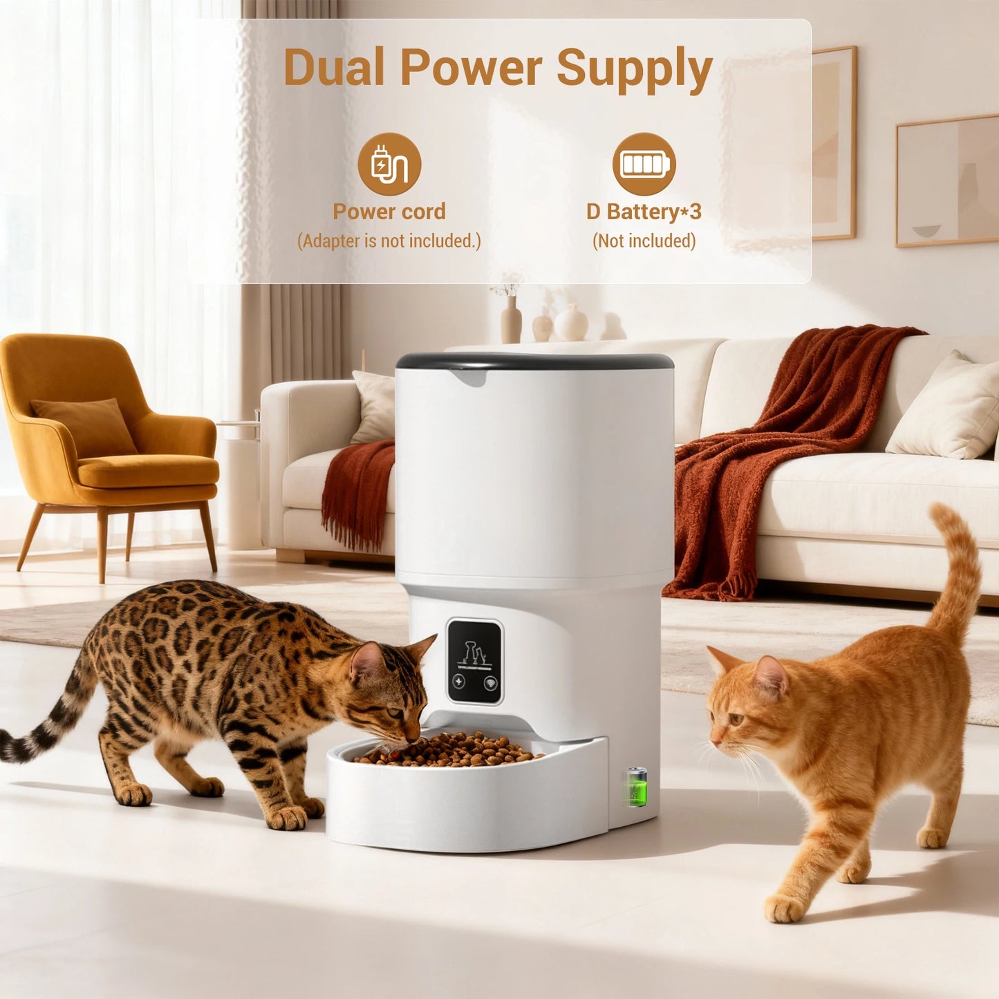 Programmable automatic feeder schedules meals with precise portions for pets.
