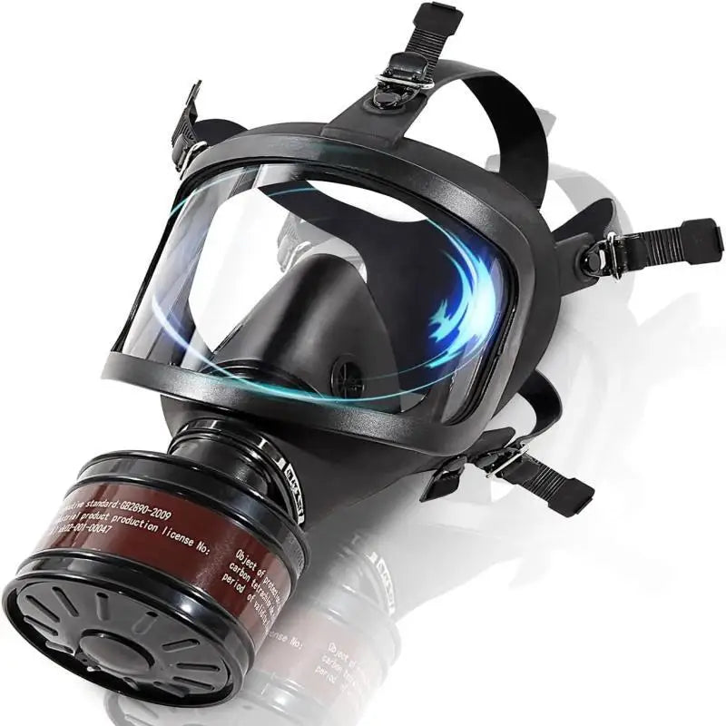 Full-face MF14/87 gas mask protects against chemical, biological, radioactive hazards.