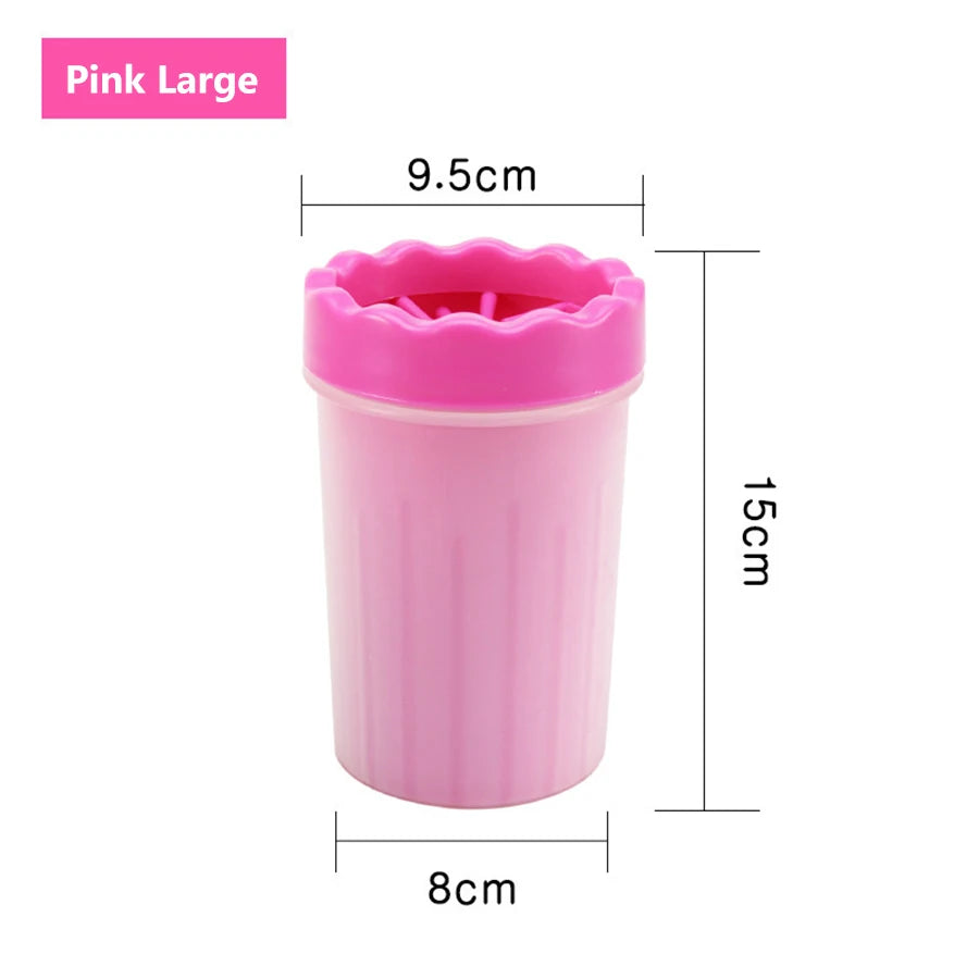 Pet paw wash cup quickly removes mud and dirt effortlessly.