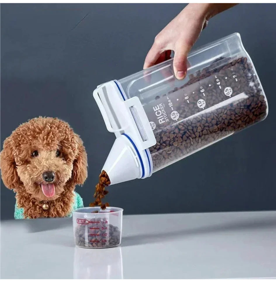 Moisture-proof food container keeps pet food fresh and organized daily.
