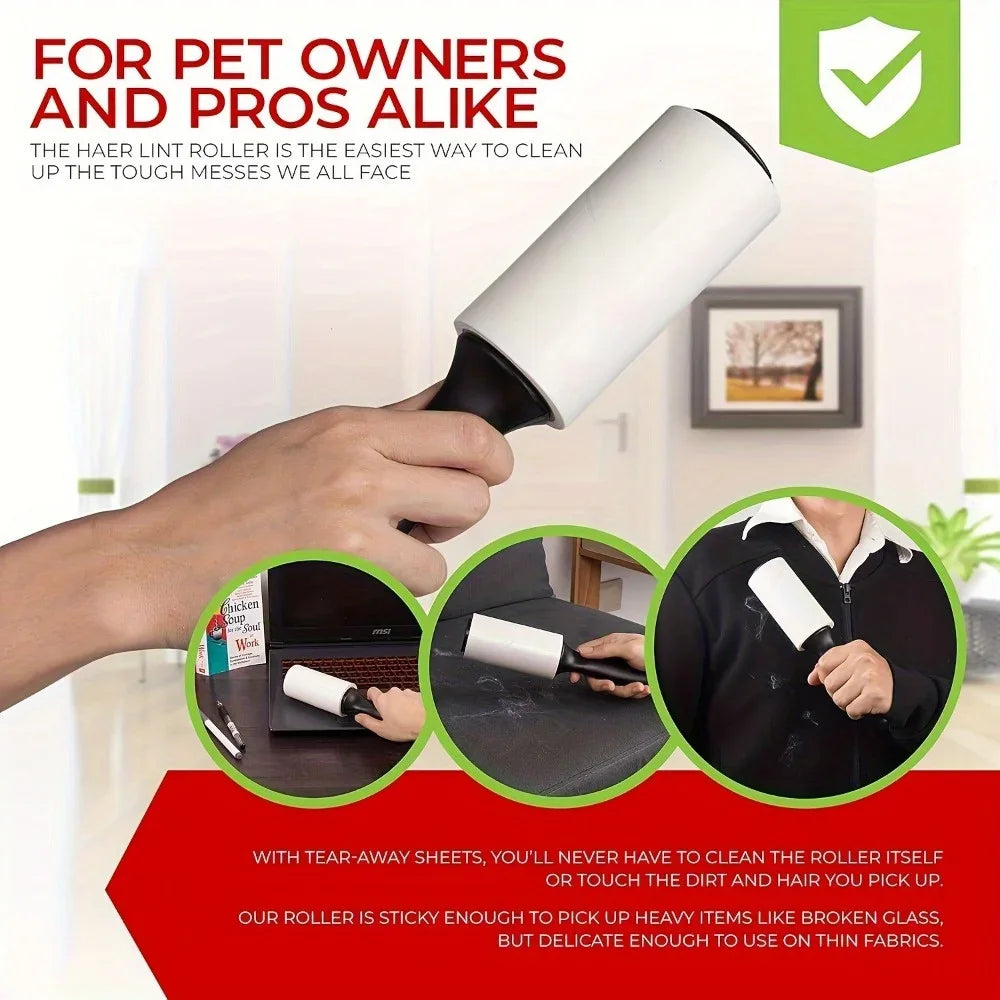 Reusable lint roller removes pet hair, dust, and lint effortlessly everywhere.