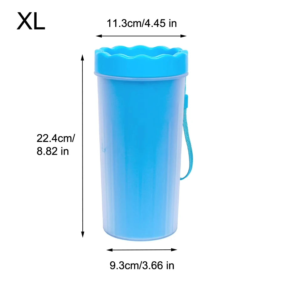 Pet paw wash cup quickly removes mud and dirt effortlessly.