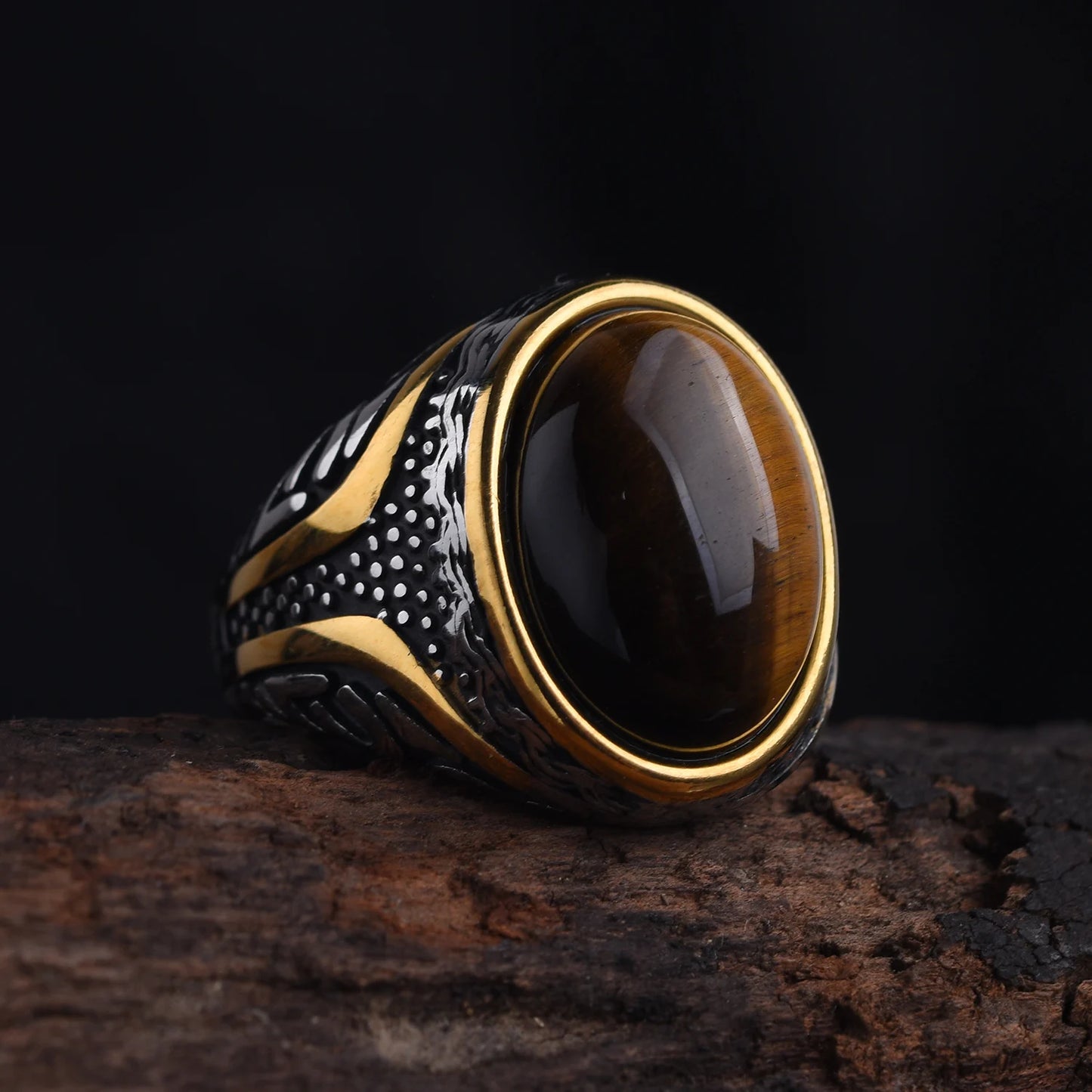 Classic stainless steel ring, many gemstone colors, fashionable high-quality unisex.