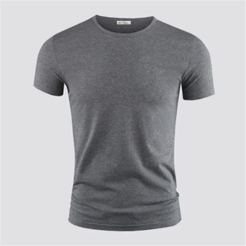 2024 Men's T Shirt Pure Color V Collar Short Sleeved.
