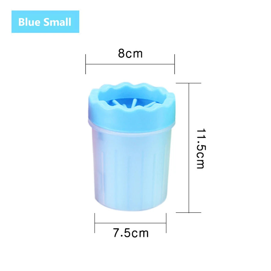 Pet paw wash cup quickly removes mud and dirt effortlessly.