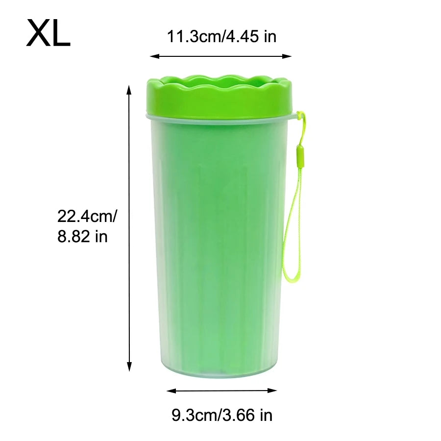 Pet paw wash cup quickly removes mud and dirt effortlessly.