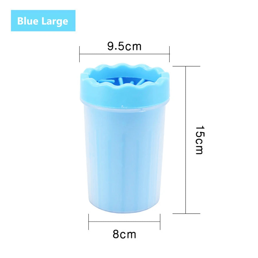 Pet paw wash cup quickly removes mud and dirt effortlessly.