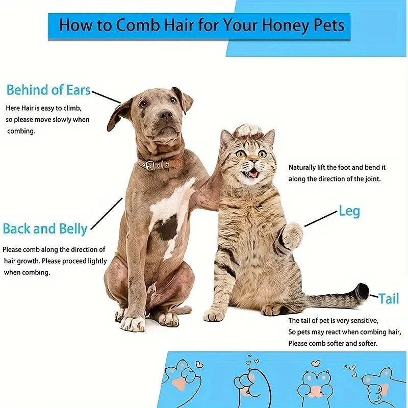 Self-cleaning grooming brush removes loose fur while gently massaging pets.