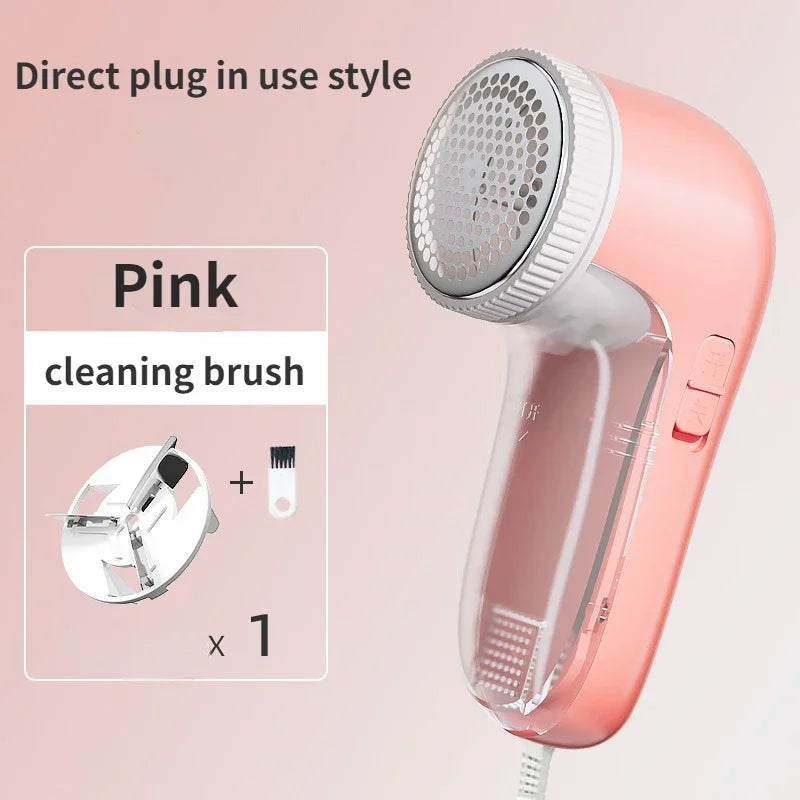 Electric lint remover effortlessly removes pet hair from clothes and fabrics.