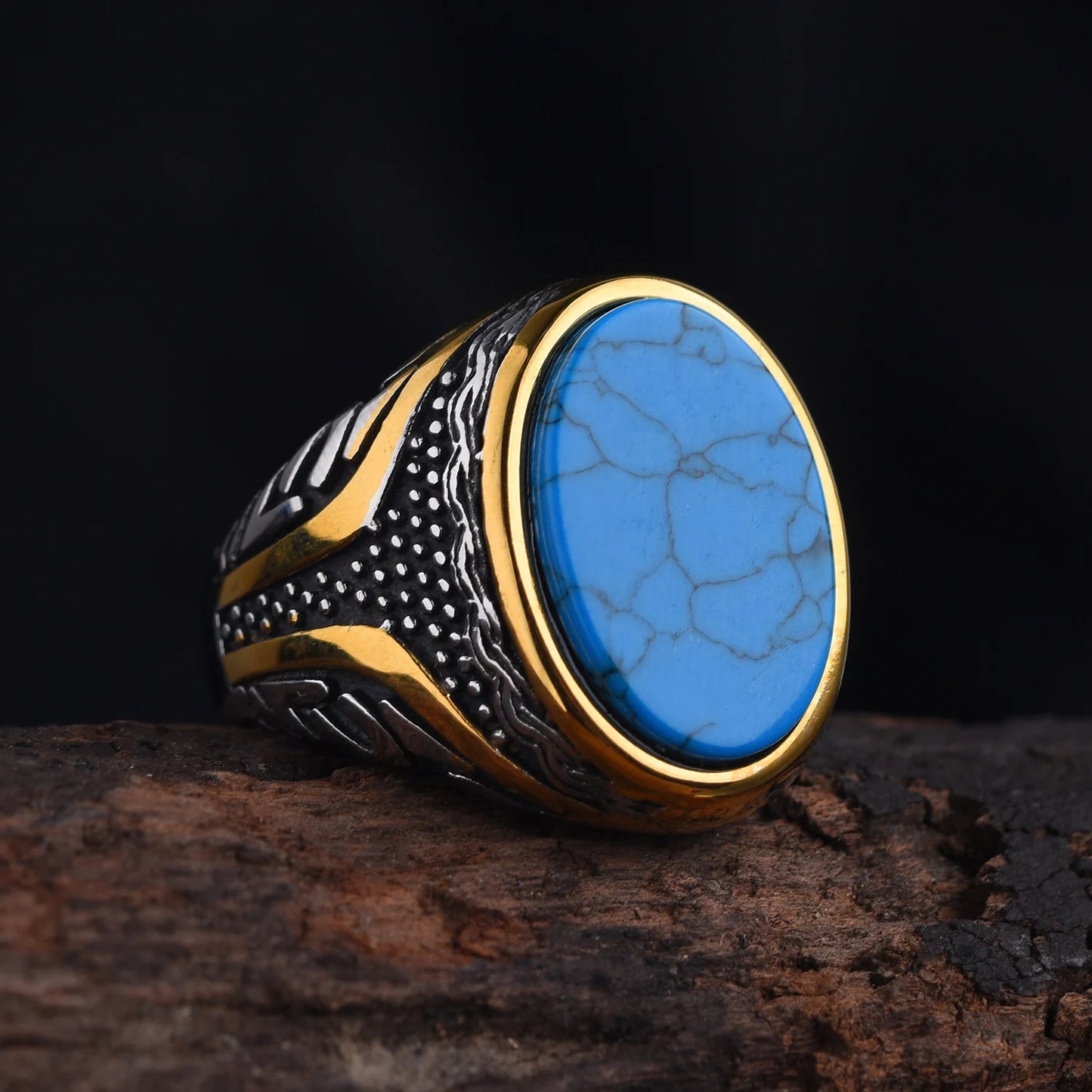 Classic stainless steel ring, many gemstone colors, fashionable high-quality unisex.