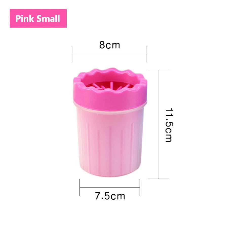 Pet paw wash cup quickly removes mud and dirt effortlessly.