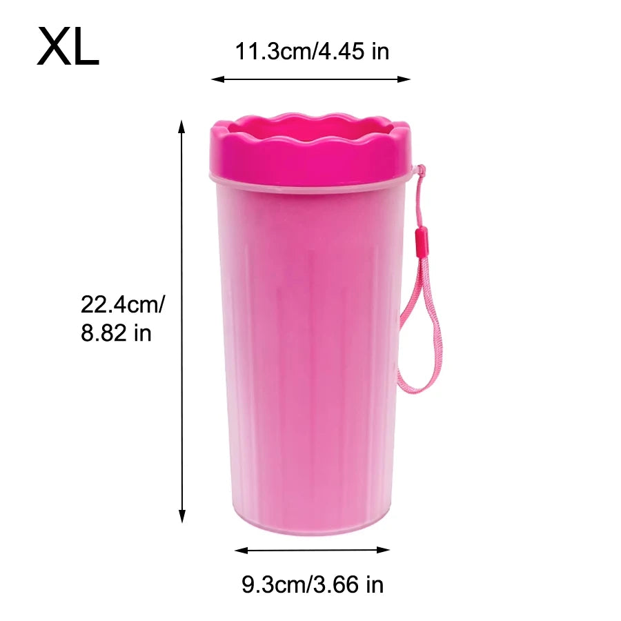Pet paw wash cup quickly removes mud and dirt effortlessly.